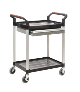 ProPlaz 2 Shelf Trolley With Lockable Steel Drawer