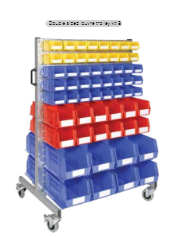 Double Sided Louvre Trolley With Bins (B)