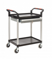 ProPlaz 2 Shelf Trolley With Lockable Steel Drawer