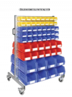 Double Sided Louvre Trolley With Bins (B)